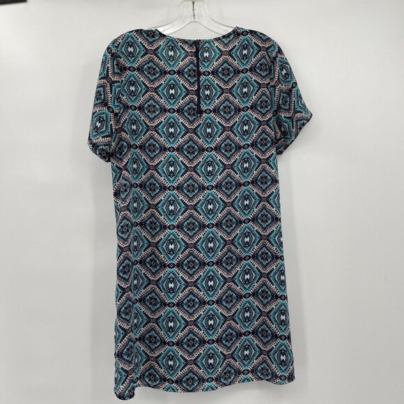 The Limited Dress Women's Size Medium Short Sleeve teal geometric Patterned - Picture 3 of 4